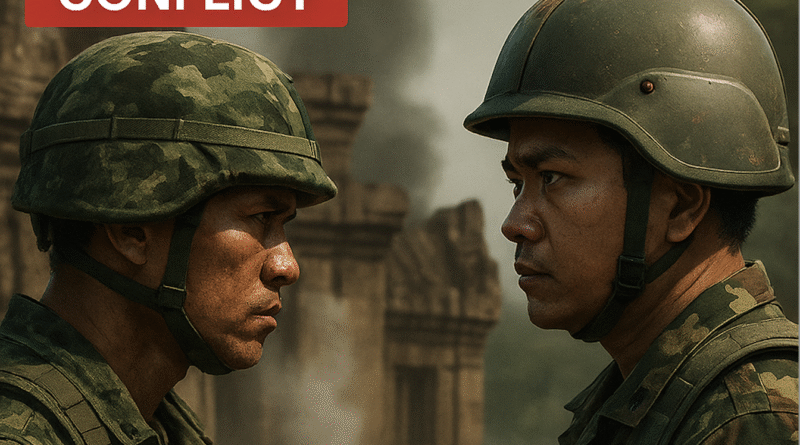 Cambodia Thailand Conflict 2025 – Realistic News Banner by World Beyond News