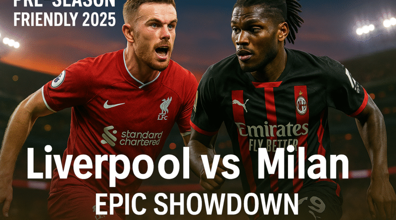 Liverpool vs Milan Pre-Season 2025 Match promotional image with World Beyond News branding